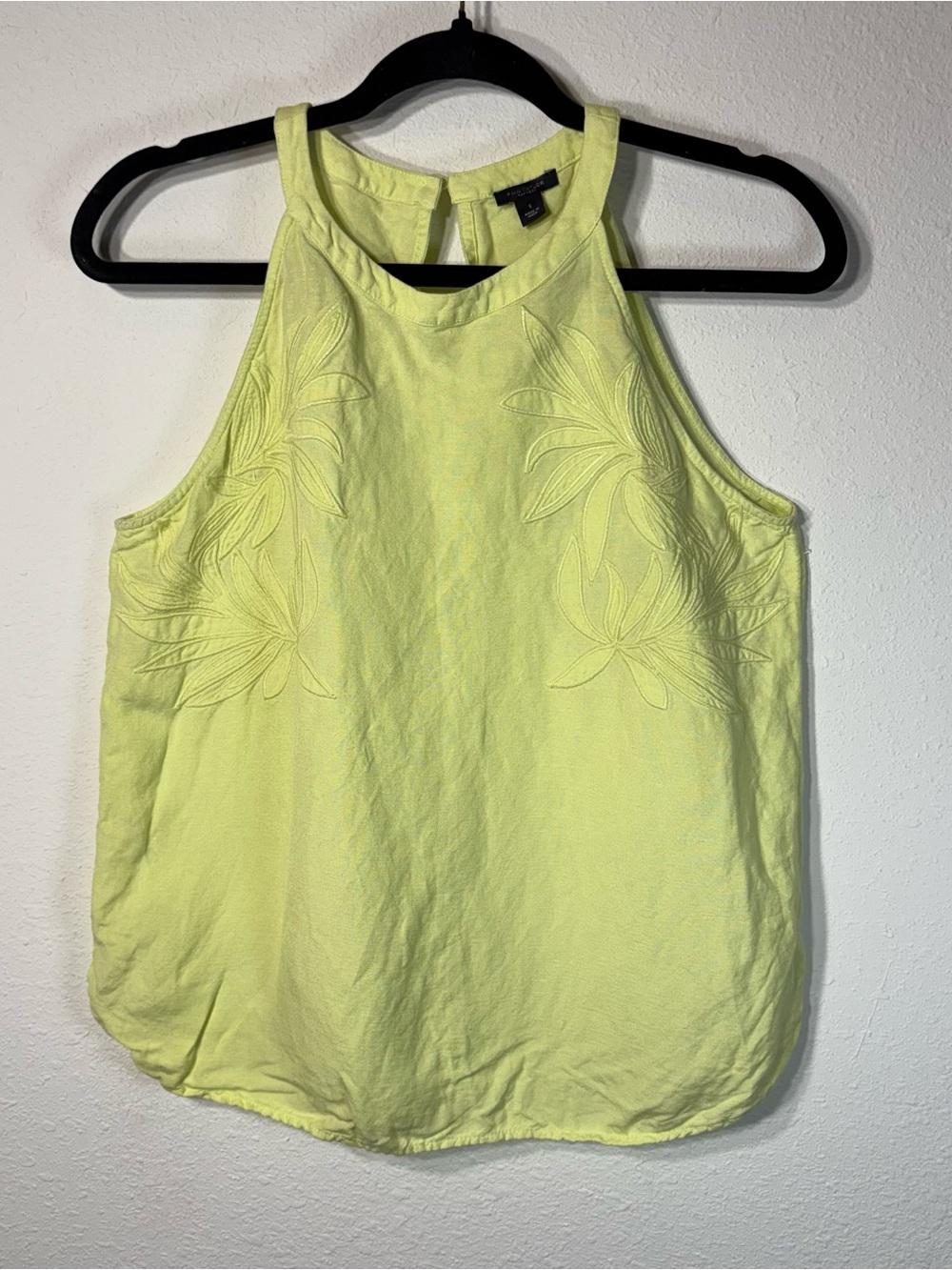Ann Taylor Women’s Green Yellow Embroidered Tank Top Size Small Beach Summer